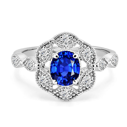 14 Karat Two-Tone Ring with Stunning 0.84 Blue Sapphire