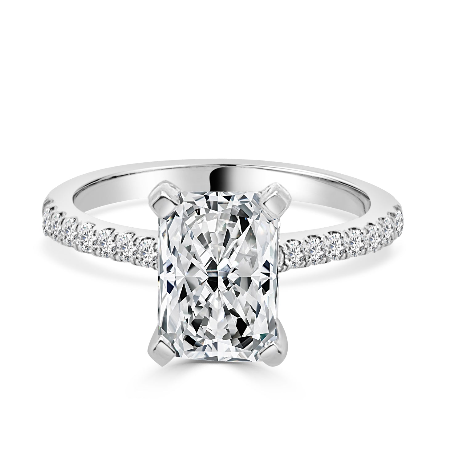 Radiant 2.07 Lab Diamond Engagement Ring in 14 Karat White Gold