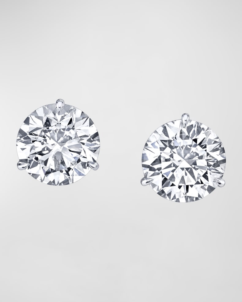 14K White Gold Solitaire Studs with Lab Diamond 1.08 Carat