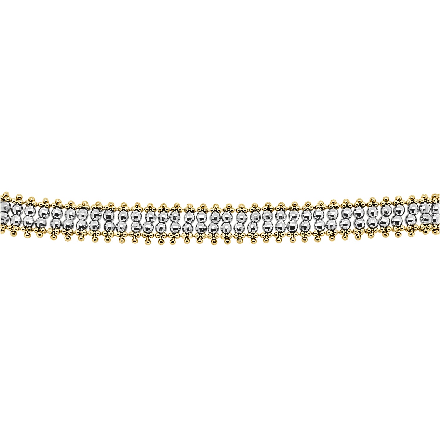 Sure! How about 14 Karat Two-Tone Beaded Bracelet?