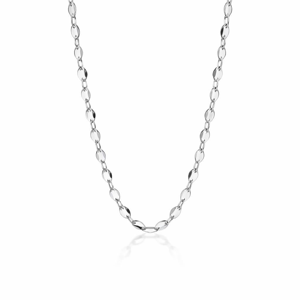14 Karat White Gold White Mirror Link Chain