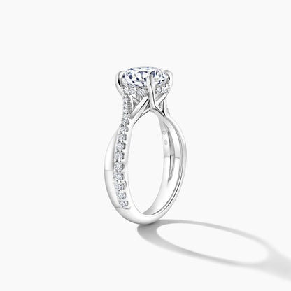 Platinum Diamond Engagement Mounting with HP Twist Shank and Hidden Halo