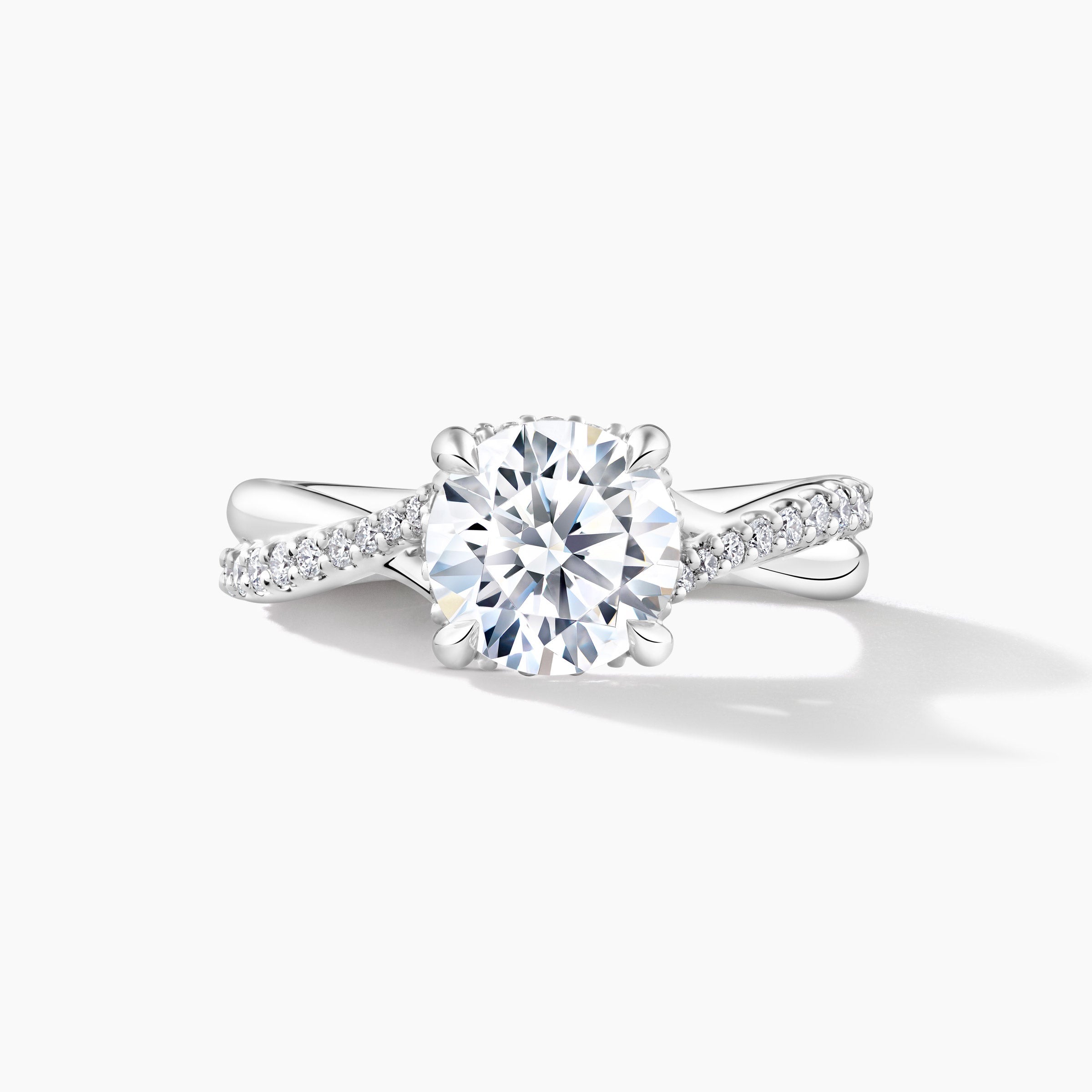 Platinum Diamond Engagement Mounting with HP Twist Shank and Hidden Halo