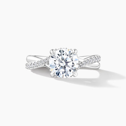 Platinum Diamond Engagement Mounting with HP Twist Shank and Hidden Halo
