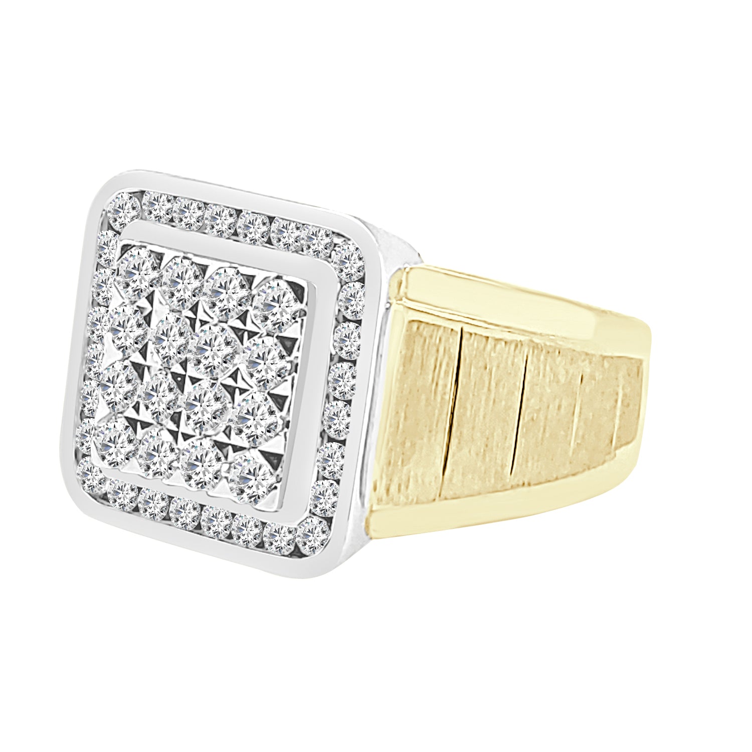 10K Two-Tone Satin Cushion Halo Ring with 1.00 Carat Natural Diamond