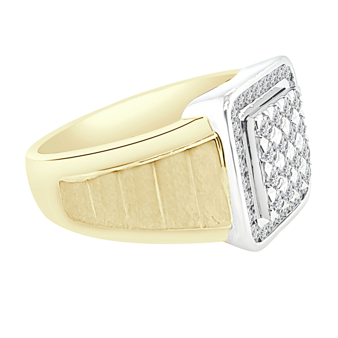 10K Two-Tone Satin Cushion Halo Ring with 1.00 Carat Natural Diamond