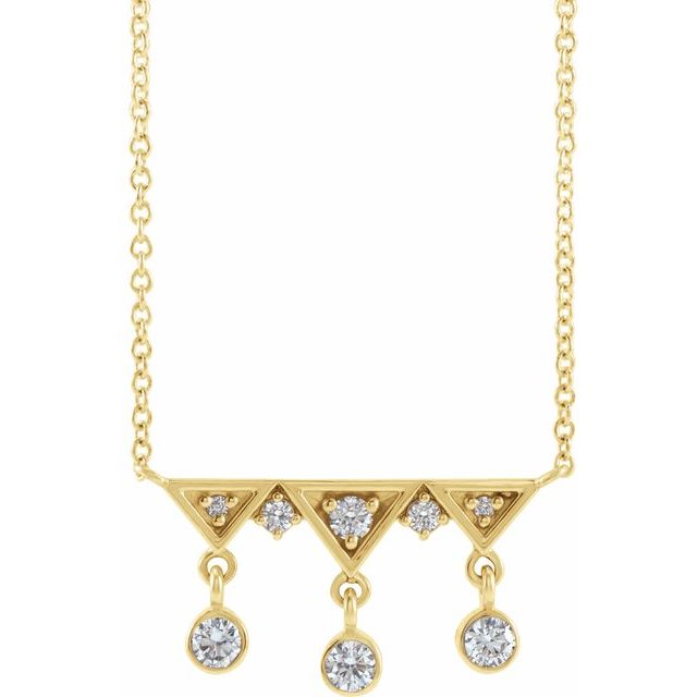 14K Yellow Gold Fringe Necklace with Natural Diamond Accent – 0.20 Carats