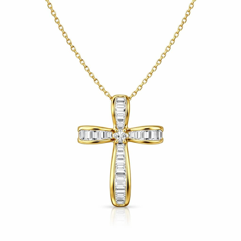 14 Karat Yellow Gold Channel Set Necklace