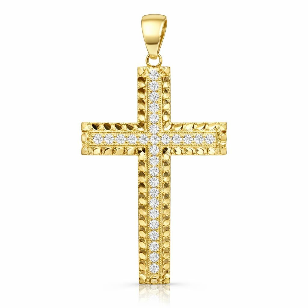10 Karat Yellow Gold Cross Pendant Necklace