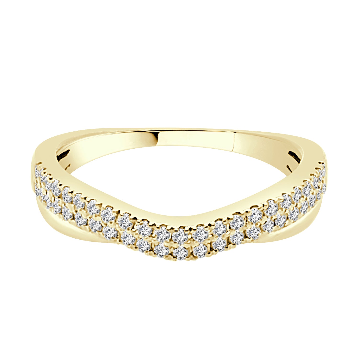 Sure! How about 14K Yellow Gold Double Row Curved Wedding Band with 0.33ct Natural Diamonds?