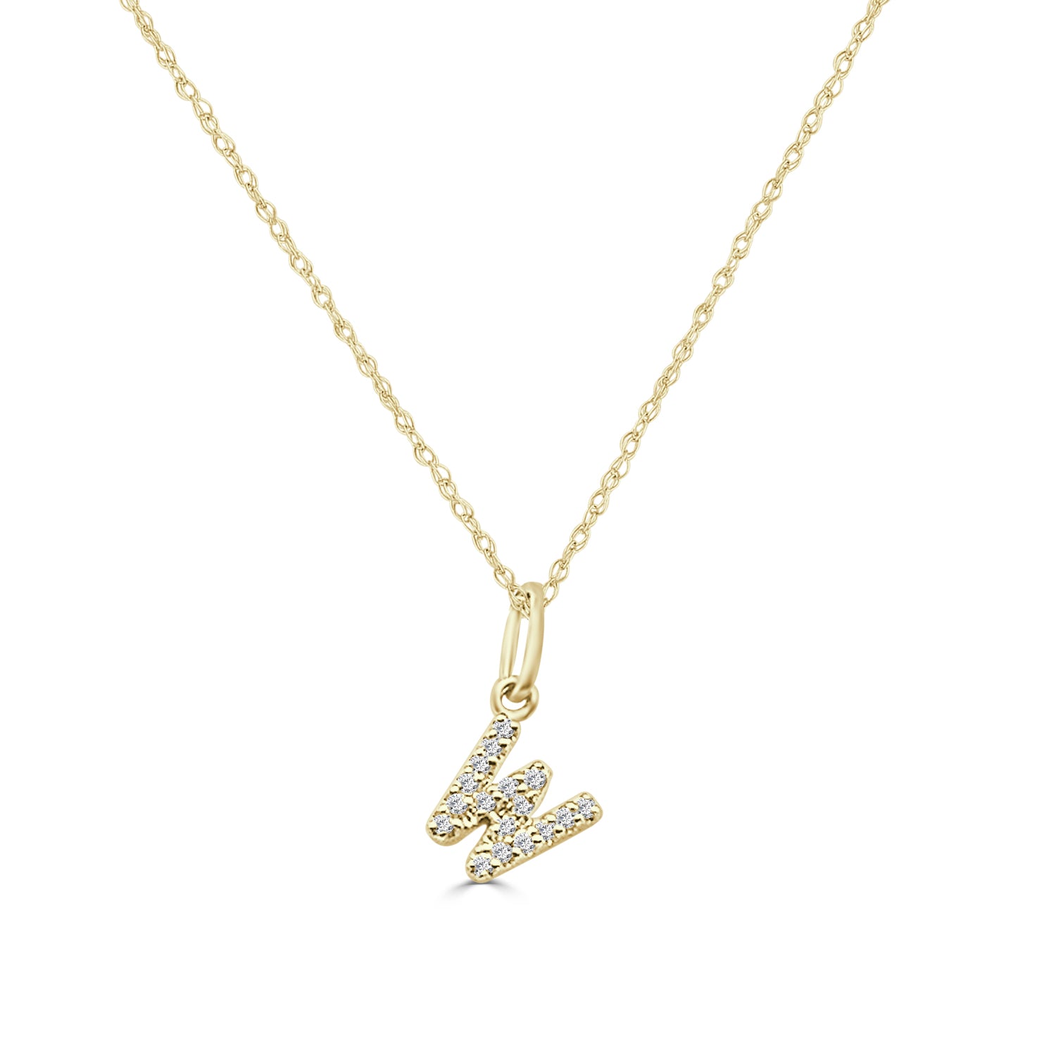 14K Yellow Gold Initial Charm Pendant with 0.04ct Natural Diamond