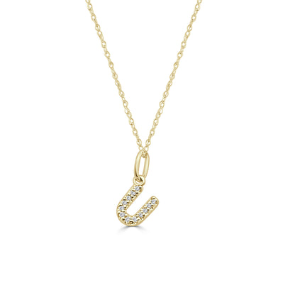 14K Yellow Gold Initial Charm Pendant with 0.04ct Natural Diamond