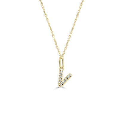 14K Yellow Gold Initial Charm Pendant with 0.04ct Natural Diamond