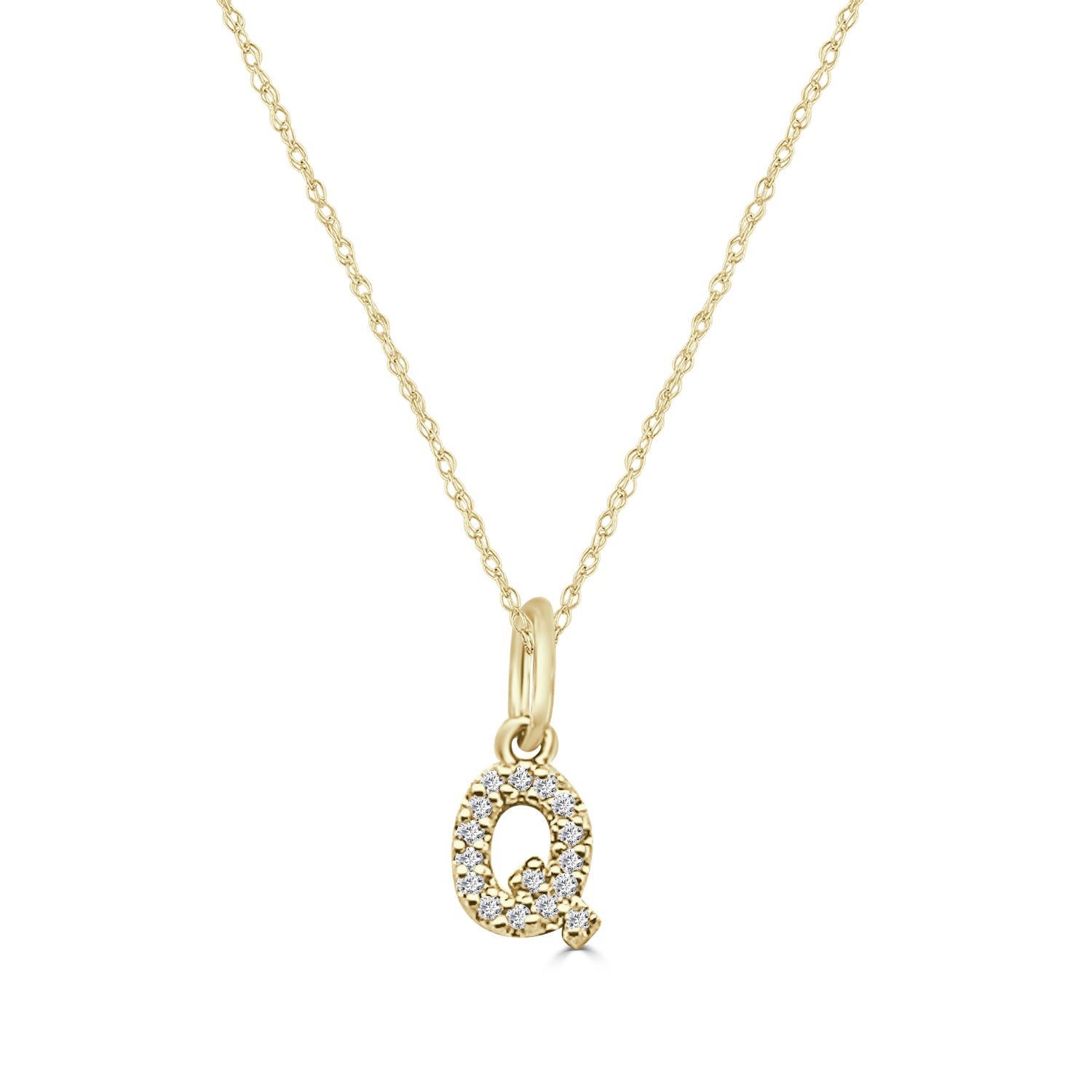 14K Yellow Gold Initial Charm Pendant with 0.04ct Natural Diamond
