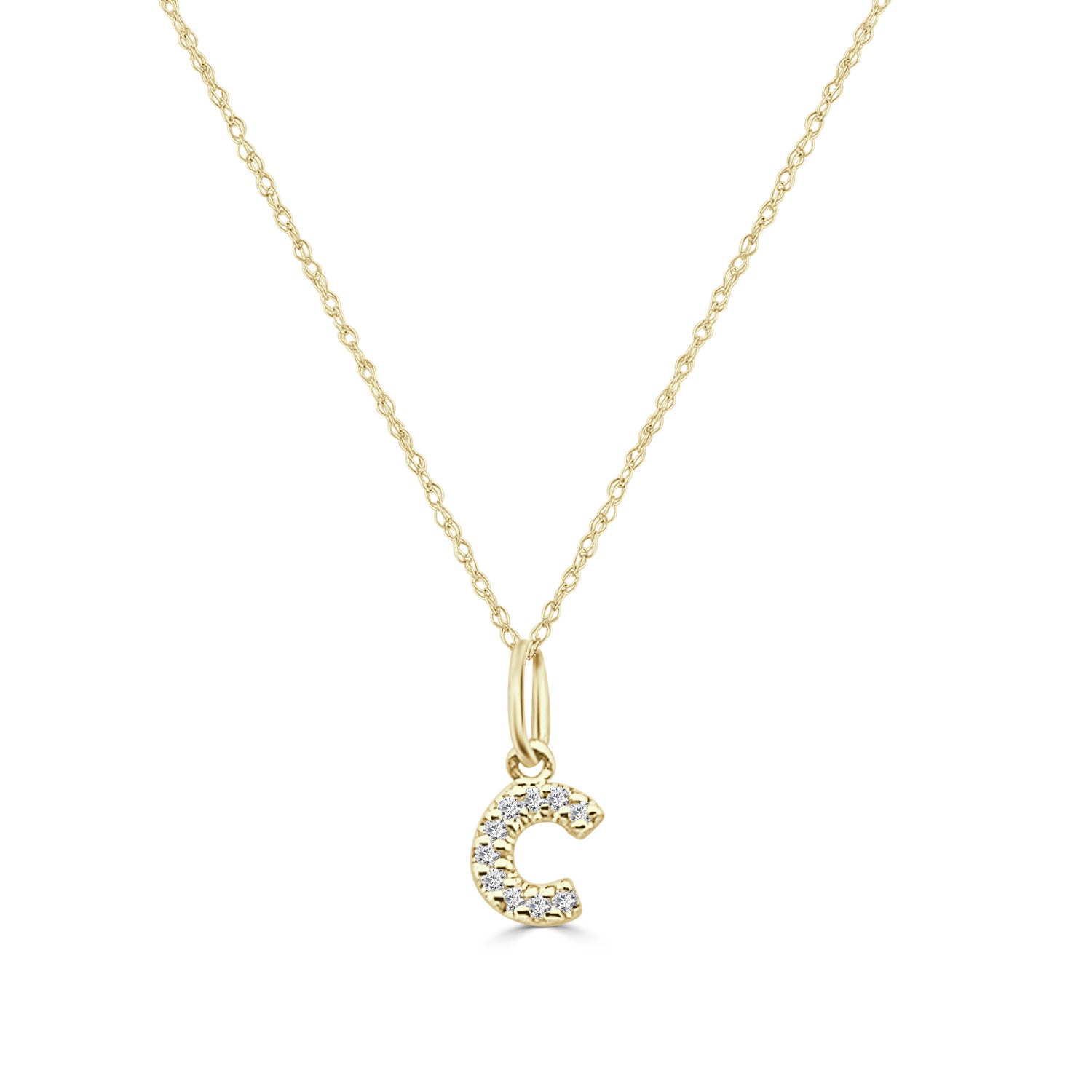 14K Yellow Gold Initial Charm Pendant with 0.04ct Natural Diamond