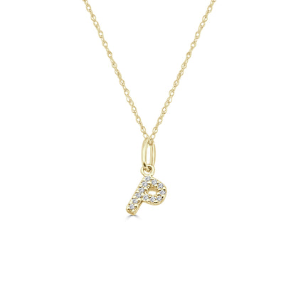 14K Yellow Gold Initial Charm Pendant with 0.04ct Natural Diamond