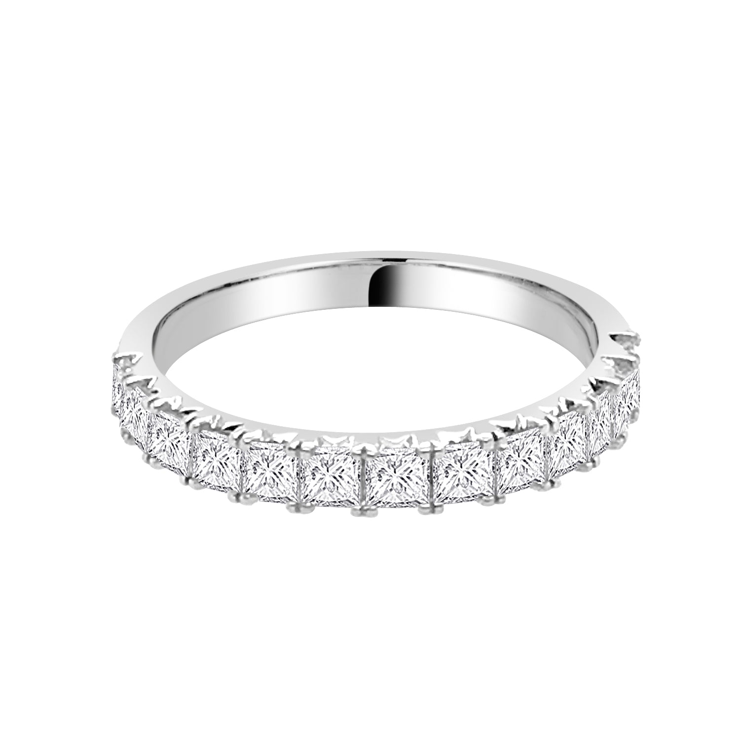 Princess Cut Diamond Wedding Band in 14 Karat White Gold, 1.00 Carat