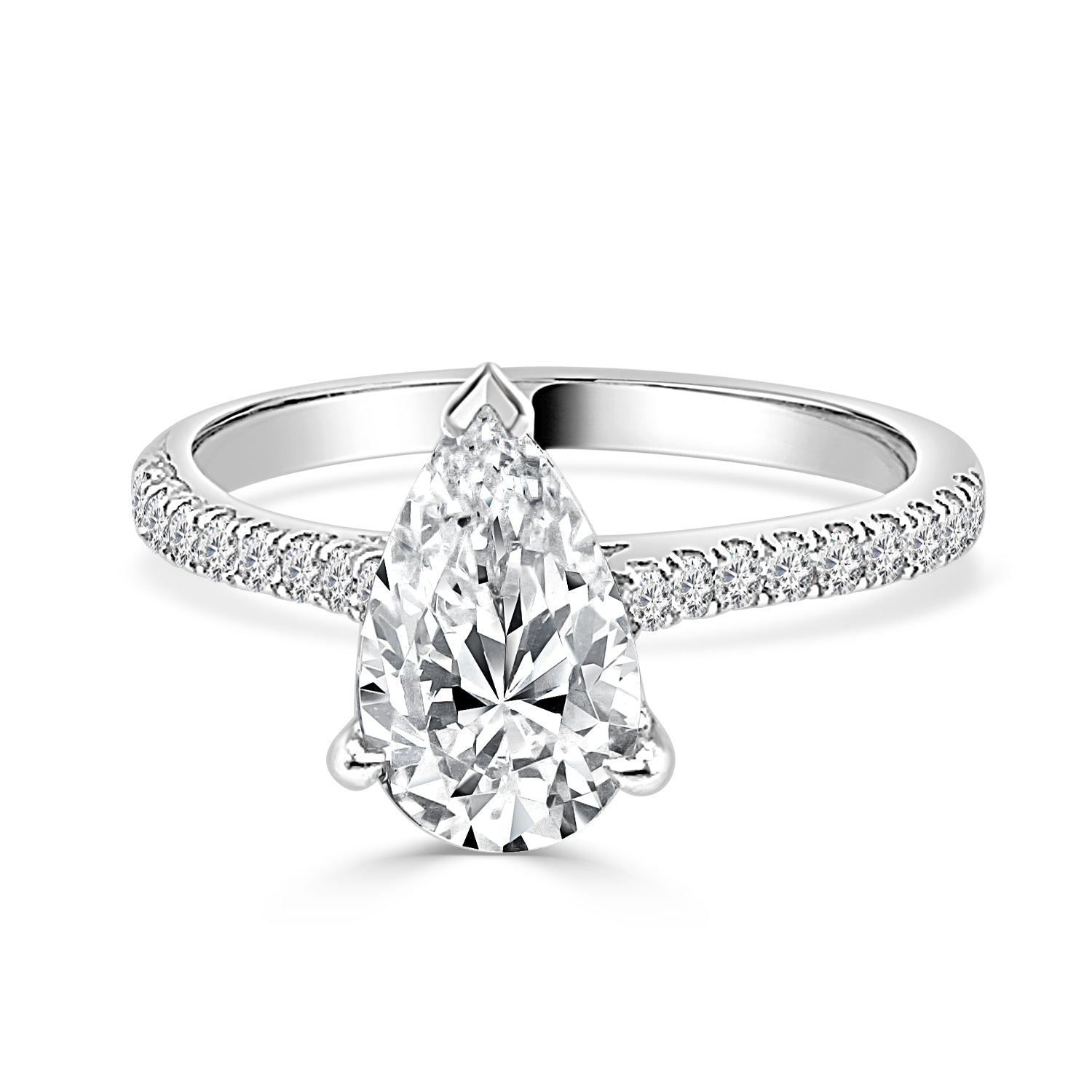 14K White Gold Lab Diamond Pear Shape Engagement Ring - 1.50 ct