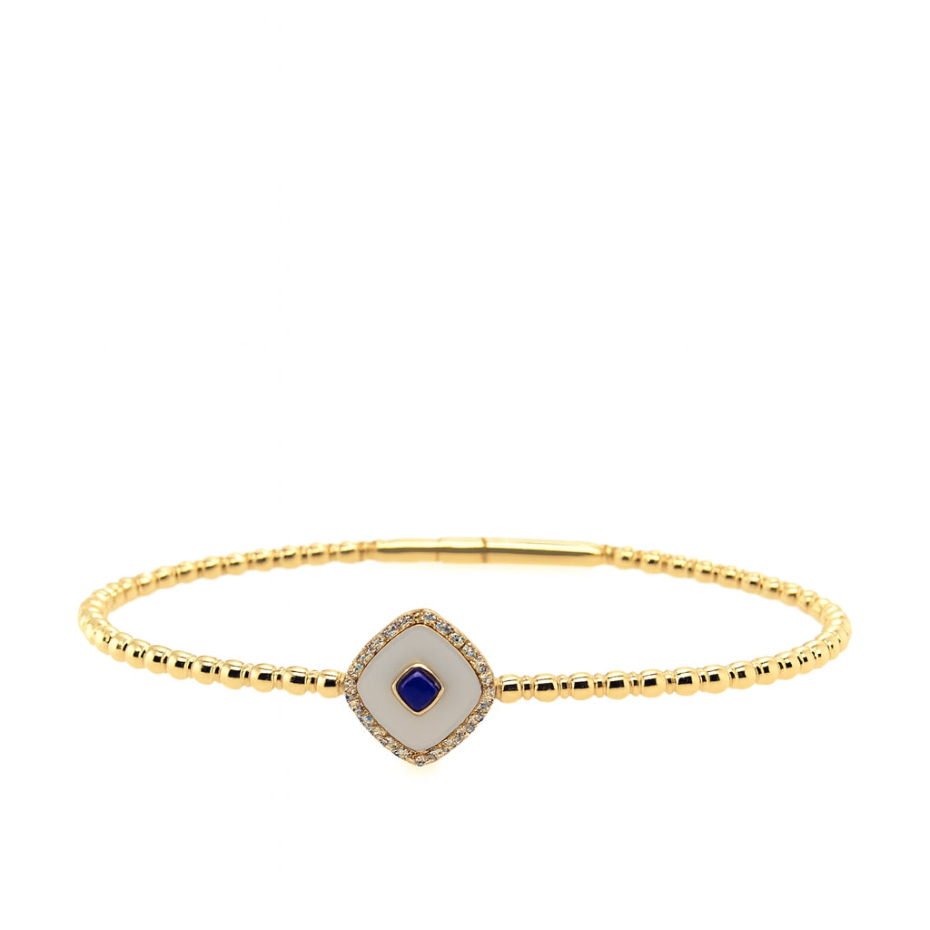 14 Karat Yellow Gold Beaded Flex Bangle