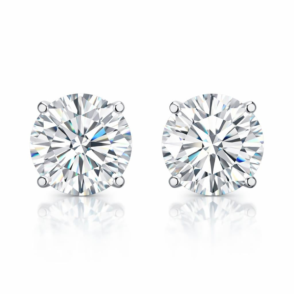 14 Karat White Gold Earrings with 3.5 CT Total Weight