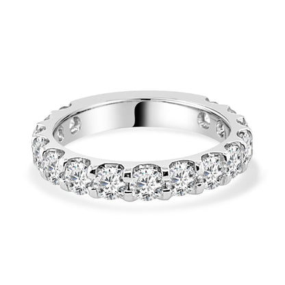 14K White Gold Shared Prong Diamond Wedding Band with 2.00 Carat Round Natural Diamonds
