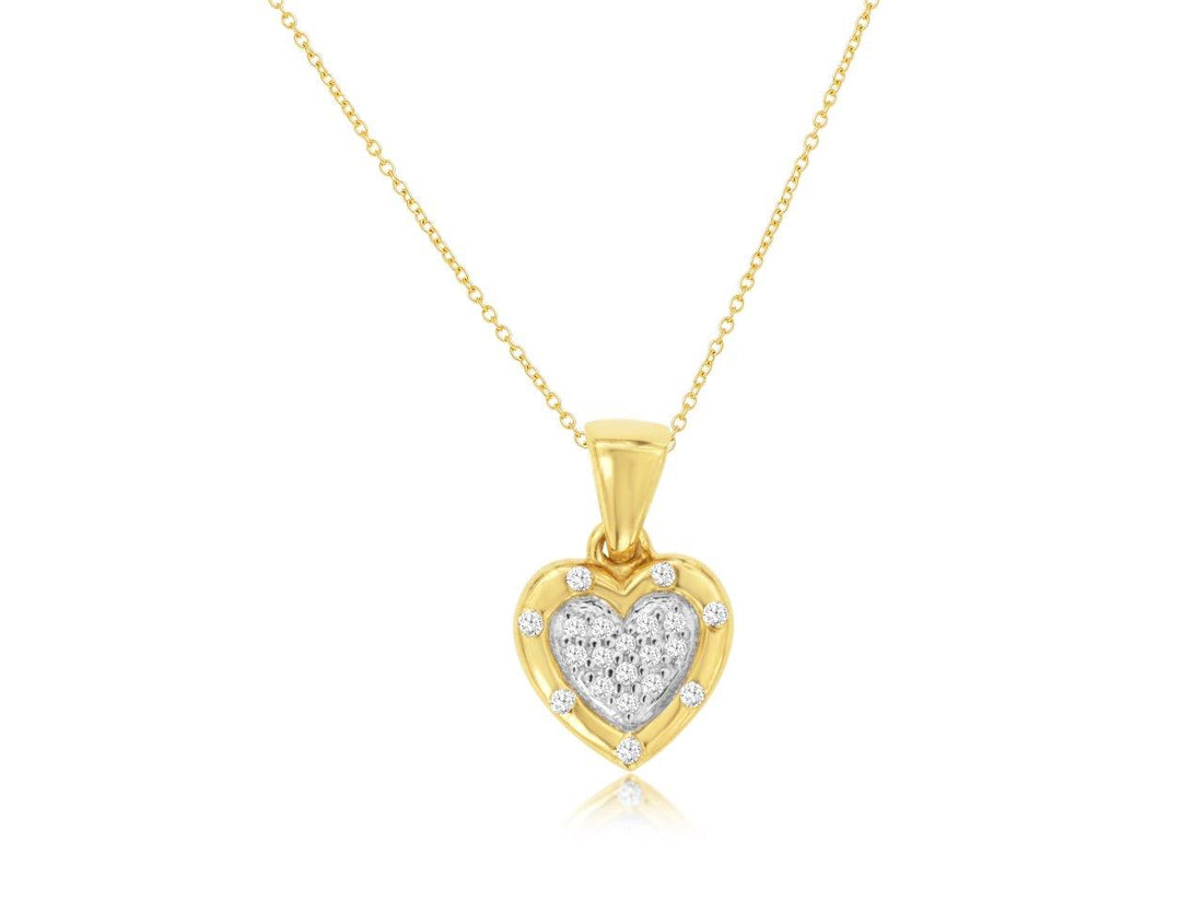 14 Karat Yellow Gold Natural Diamond Cluster Necklace - 0.07 Carat