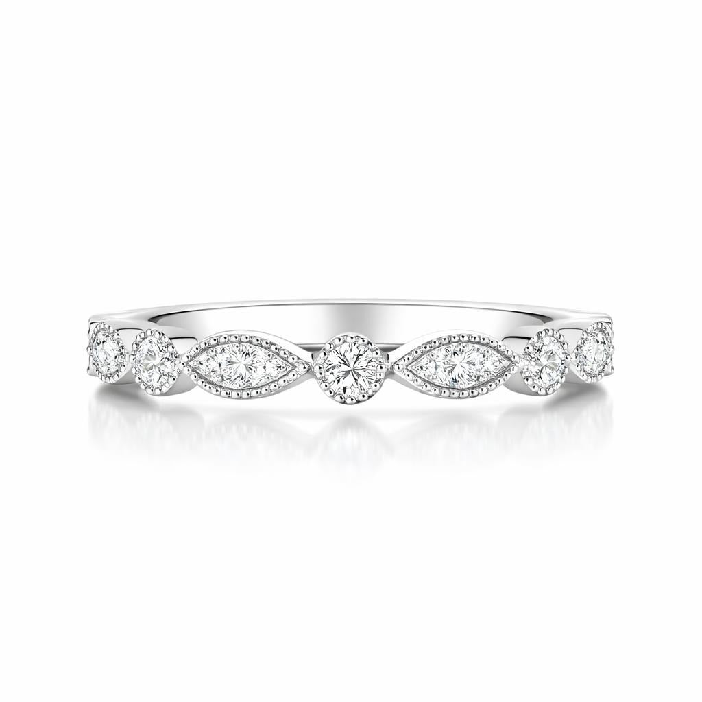 10 Karat White Gold Milgrain Ring