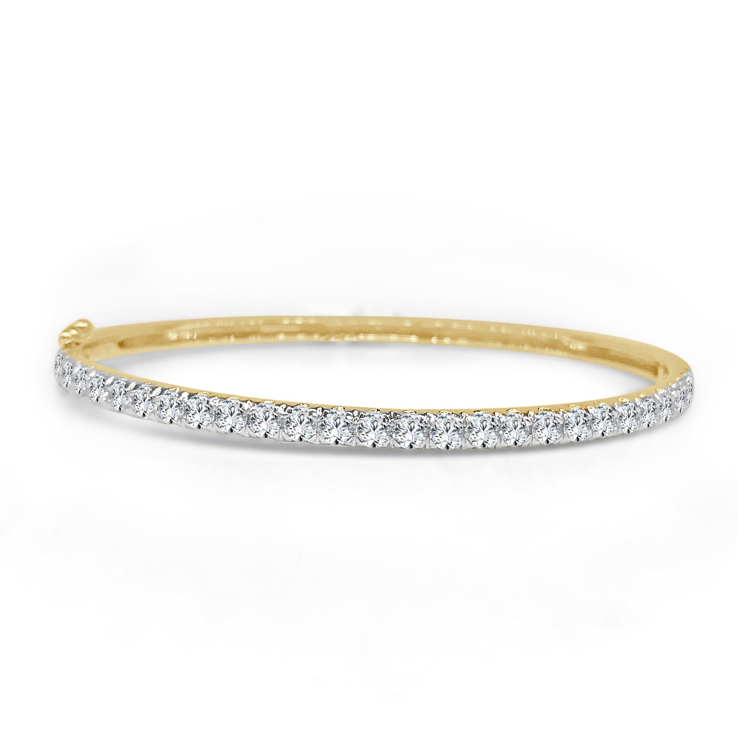 Prong Set 1.98 Carat Natural Diamond Bangle Bracelet in 14 Karat Yellow Gold