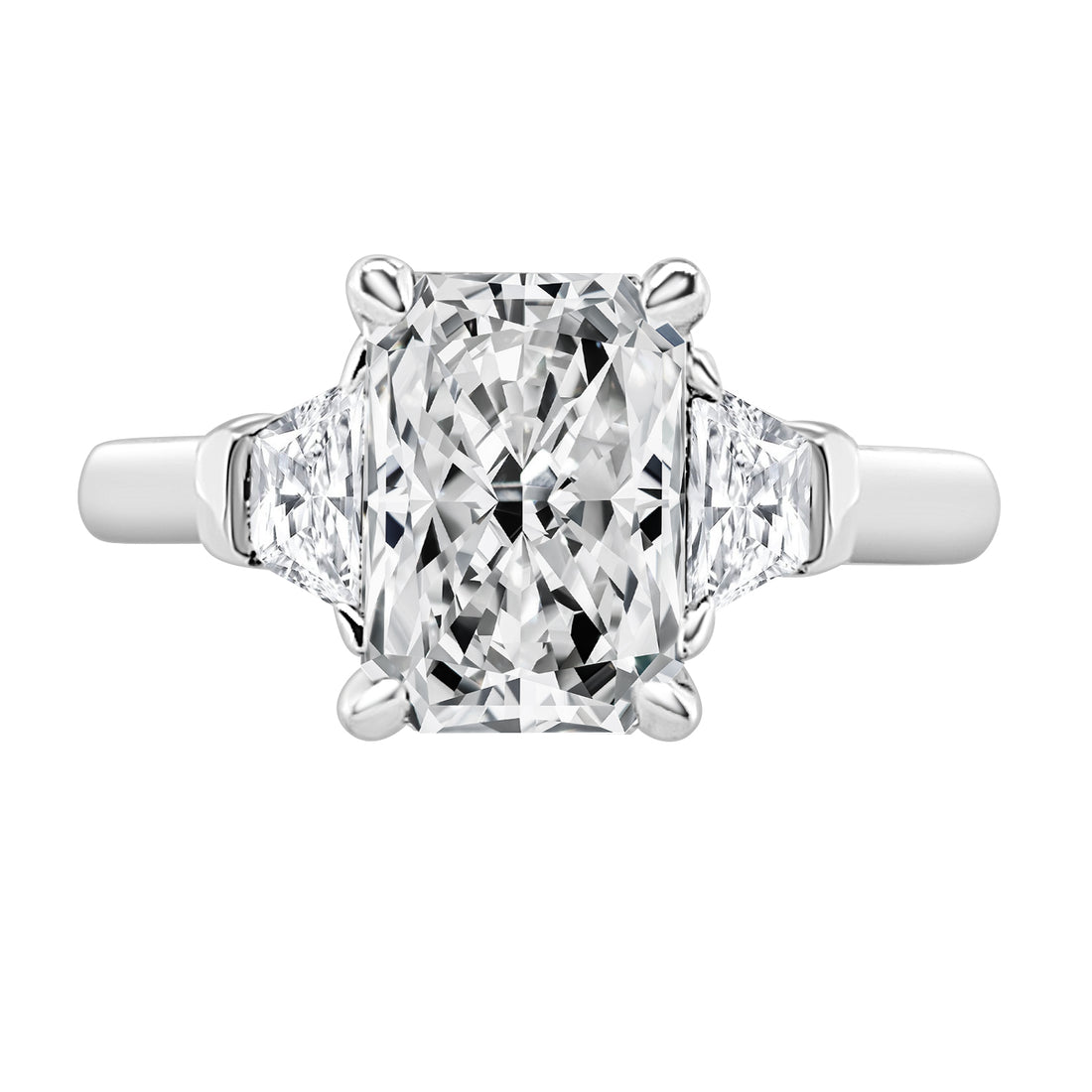 Radiant Trapezoid 2.02 Lab Diamond Engagement Ring in 14 Karat White Gold