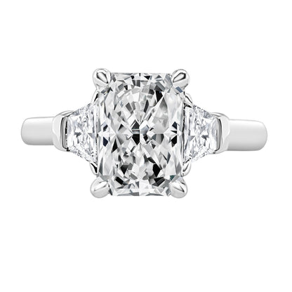 Radiant 2.02 Lab Diamond Engagement Ring in 14 Karat White Gold with Trapezoid Sides