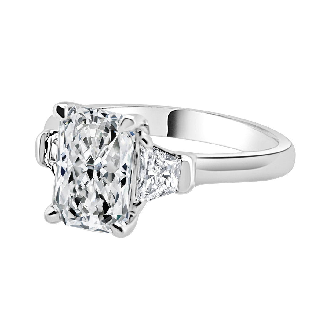 Radiant Trapezoid 2.02 Lab Diamond Engagement Ring in 14 Karat White Gold