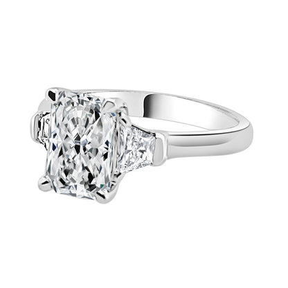 Radiant 2.02 Lab Diamond Engagement Ring in 14 Karat White Gold with Trapezoid Sides