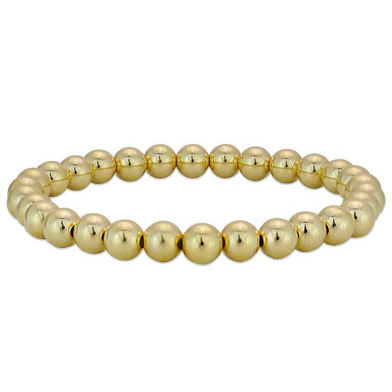 Gold Plated Sterling Silver Beaded Elastic Bracelet