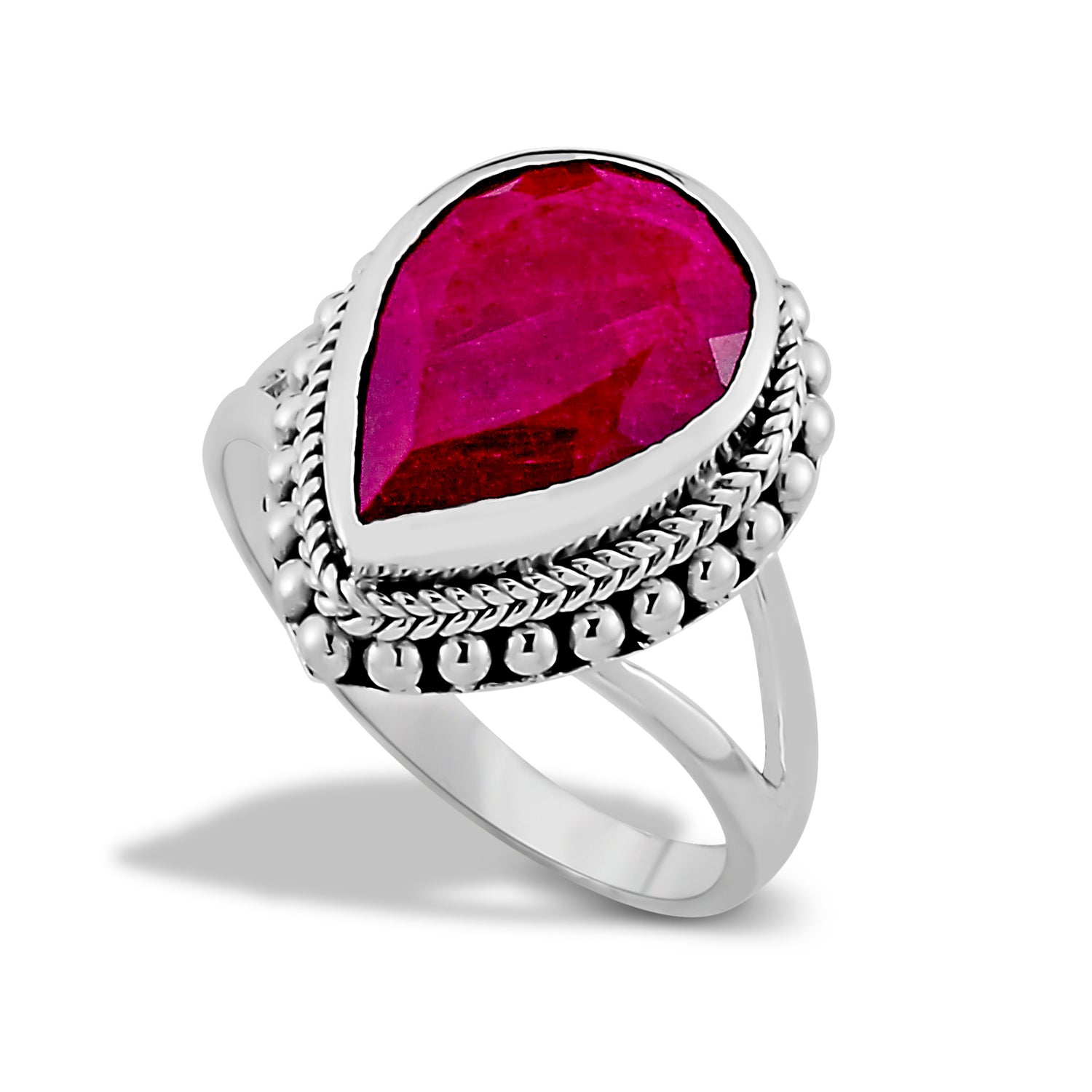 Ruby Sempu Teardrop Sterling Silver Ring