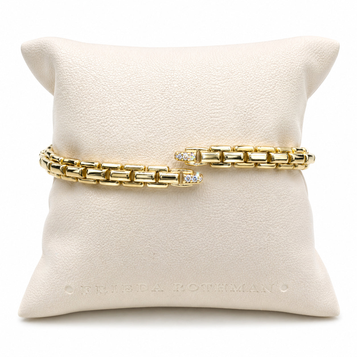 Gold Plated Sterling Silver Fancy Bangle Bracelet with Elongated Box Bypass Design