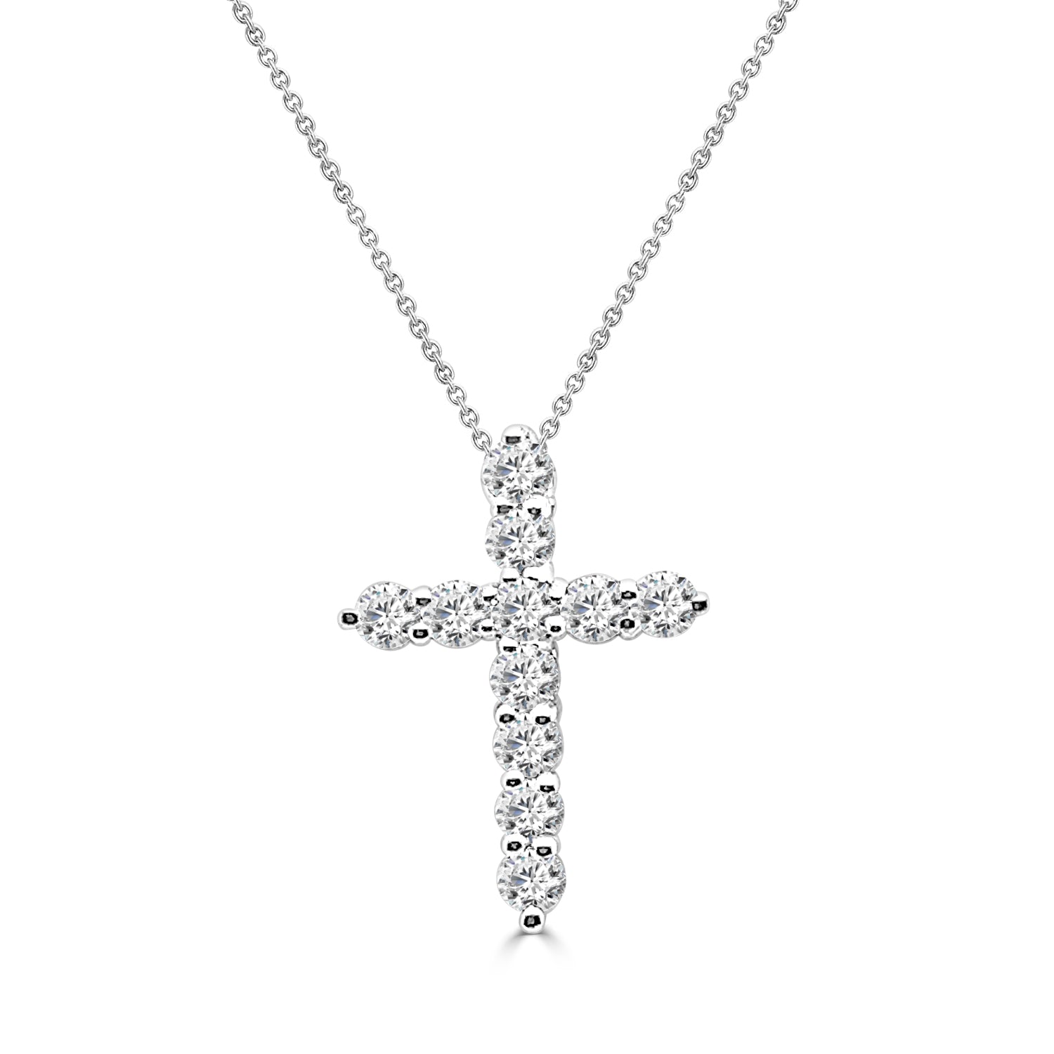0.52 Carat Natural Diamond Shared Prong Pendant Necklace in 14K White Gold