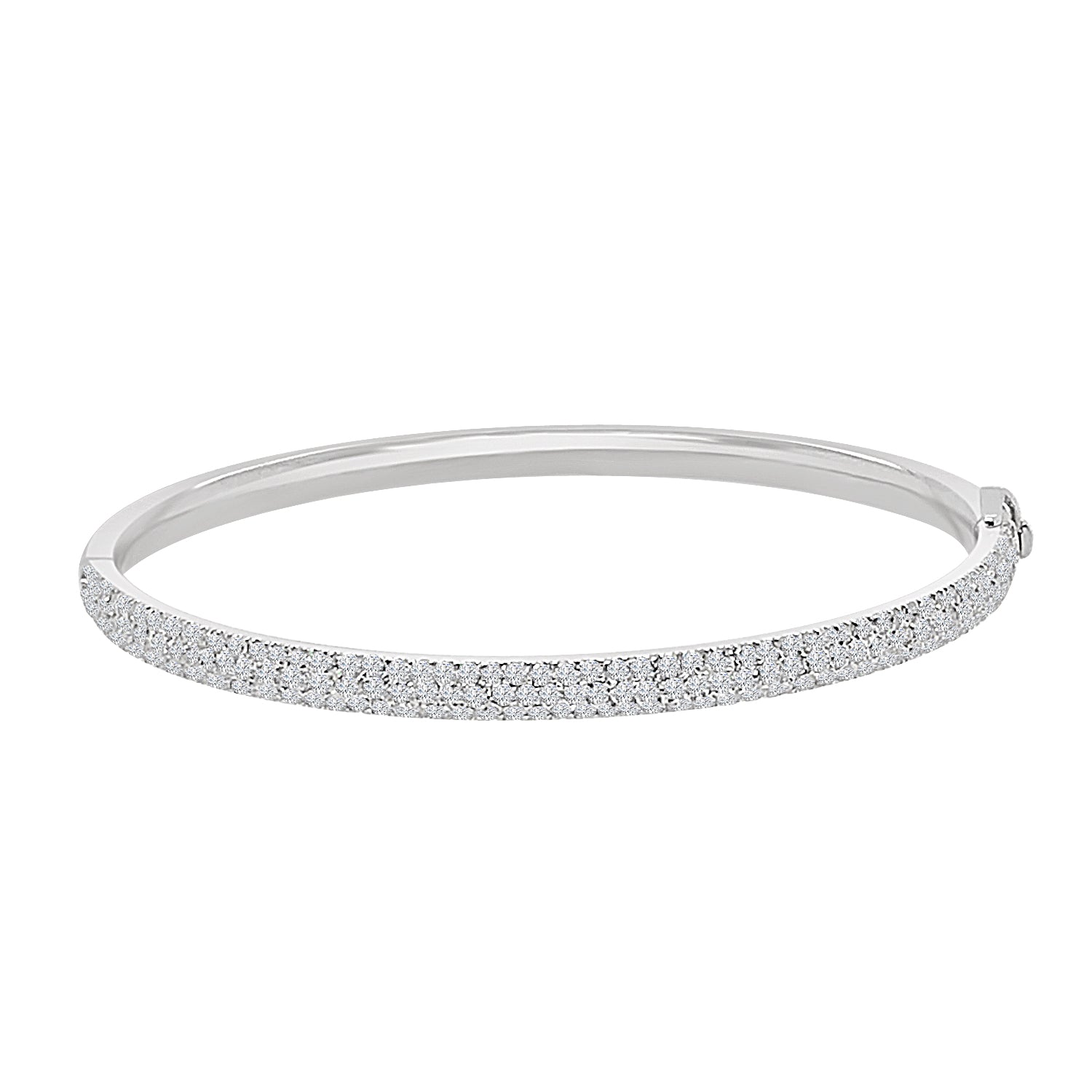 Triple Row 18 Karat White Gold Diamond Bangle Bracelet - 1.72 Carats