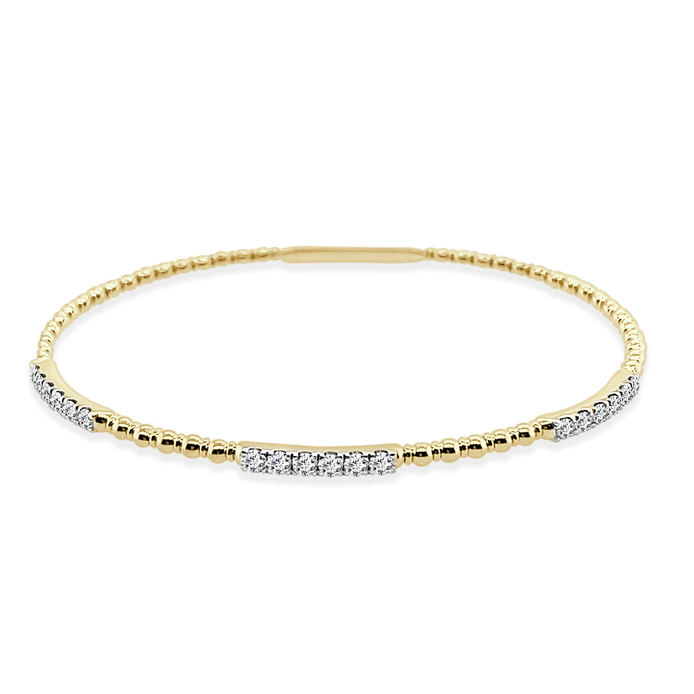 14K Yellow Gold Diamond Flex Bangle Bracelet with Natural Round 0.73ct Diamond