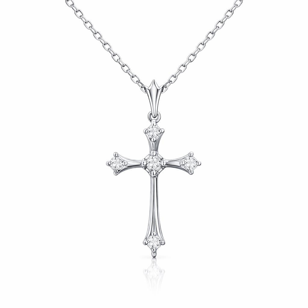 10 Karat White Gold Cross Necklace