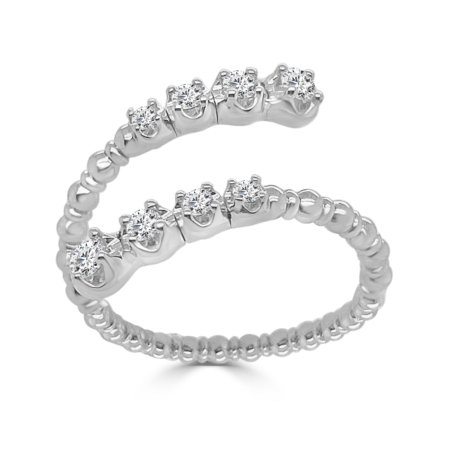 14K White Gold Open Diamond Flex Ring with 0.23 Carat Natural Diamond