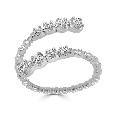 14K White Gold Open Diamond Flex Ring with 0.23 Carat Natural Diamond