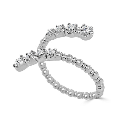14K White Gold Open Diamond Flex Ring with 0.23 Carat Natural Diamond