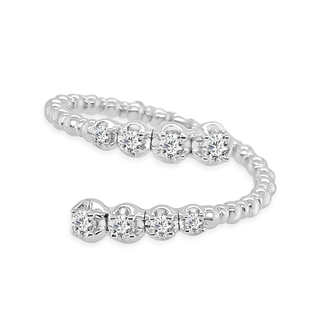 14K White Gold Open Diamond Flex Ring with 0.23 Carat Natural Diamond