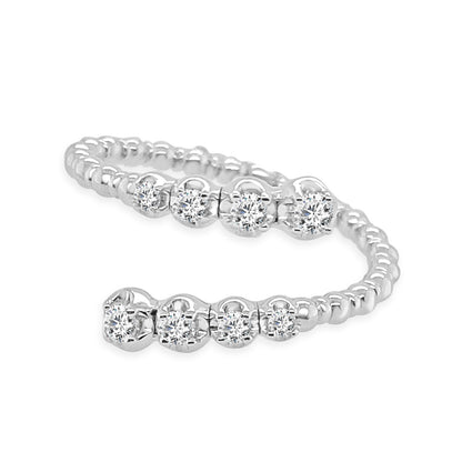 14K White Gold Open Diamond Flex Ring with 0.23 Carat Natural Diamond