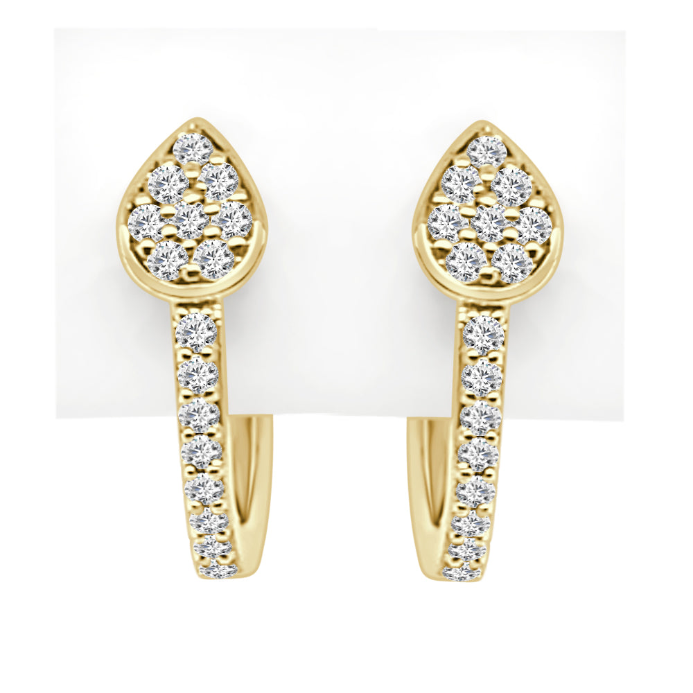 10K Yellow Gold Natural Diamond Huggie Hoop Earrings - 0.20 ct Round Shape
