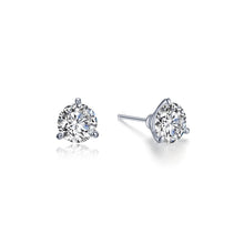 Platinum Coated Sterling Silver Lassaire Solitaire Studs 1 Ctw 3 Prong Martini Earring