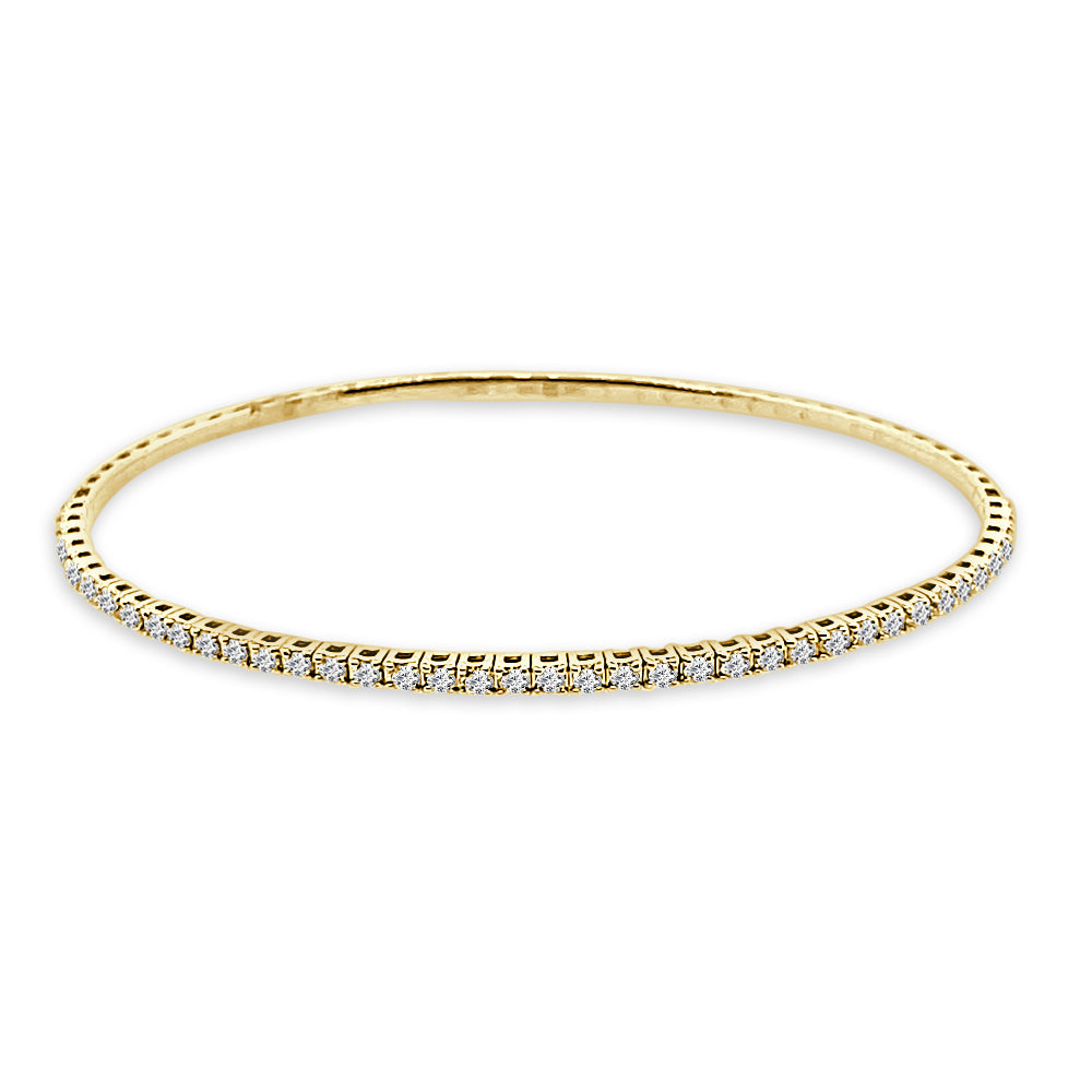 14K Yellow Gold Stackable Diamond Bangle Bracelet with 0.92 ct Natural Round Diamonds