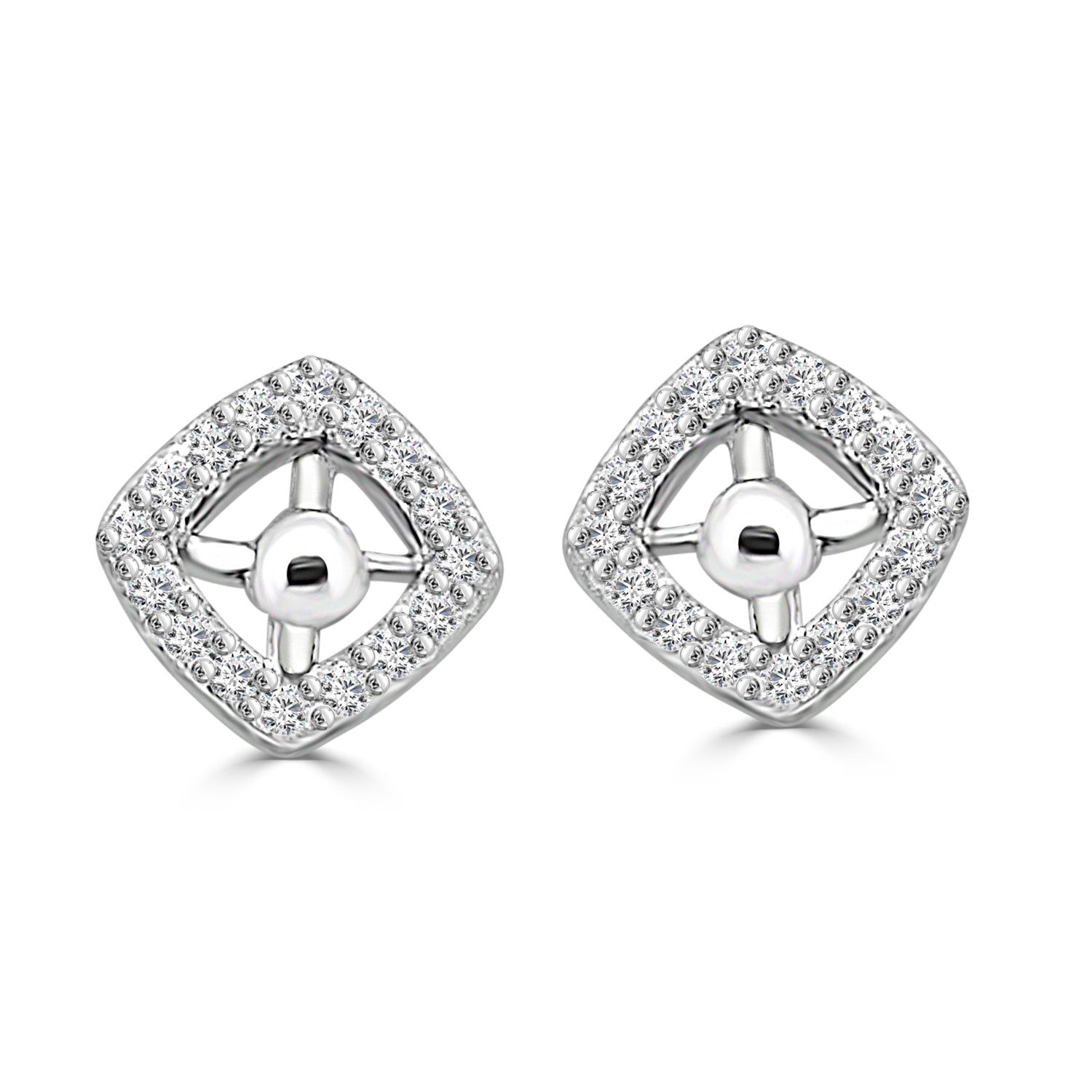 Cushion Cut Natural Diamond 14 Karat White Gold Earrings - 0.33 Carat