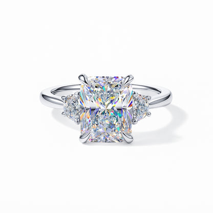 Radiant Radiance: 3.12ct Lab Diamond Three Stone Engagement Ring in 14K White Gold