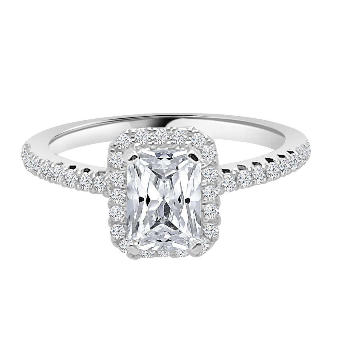 14K White Gold Emerald Engagement Mounting